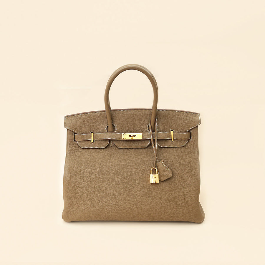 Hermes Etoupe Retourne Birkin 35 Bag