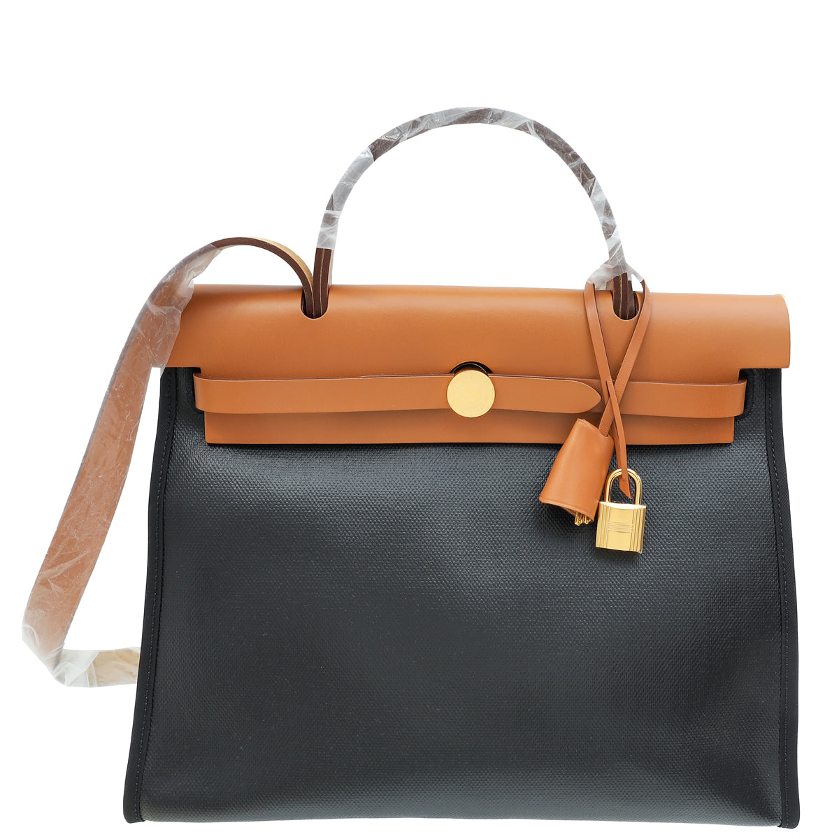 Hermes Bicolor Herbag Zip 31 PM Toile H Berline Vache Hunter Bag