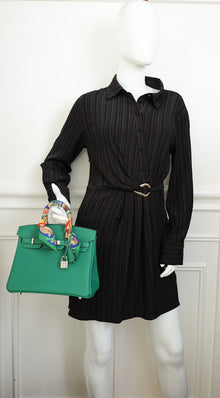 Hermes Vert Vertigo Birkin 25 Bag w Twilly