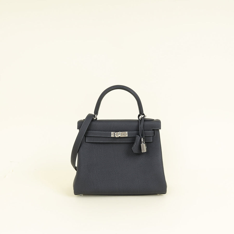 Hermes Caban Bleu Kelly 25 Retourne Bag