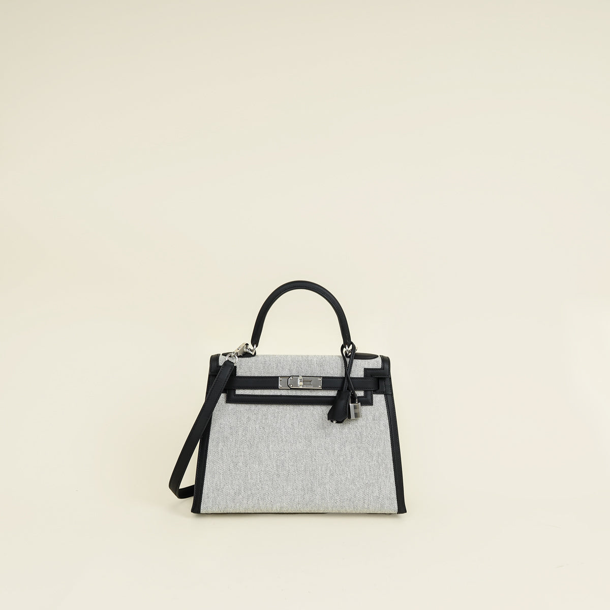 Hermes Bicolor Toile Quadrille Swift Kelly 28 Bag