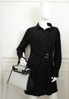 Hermes Bicolor Toile Quadrille Swift Kelly 28 Bag