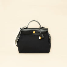 Hermes Noir Herbag Zip 31 Pm Retourne Military Toile and Vache Bag