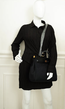 Hermes Noir Herbag Zip 31 Pm Retourne Military Toile and Vache Bag