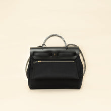 Hermes Noir Herbag Zip 31 Pm Retourne Military Toile and Vache Bag
