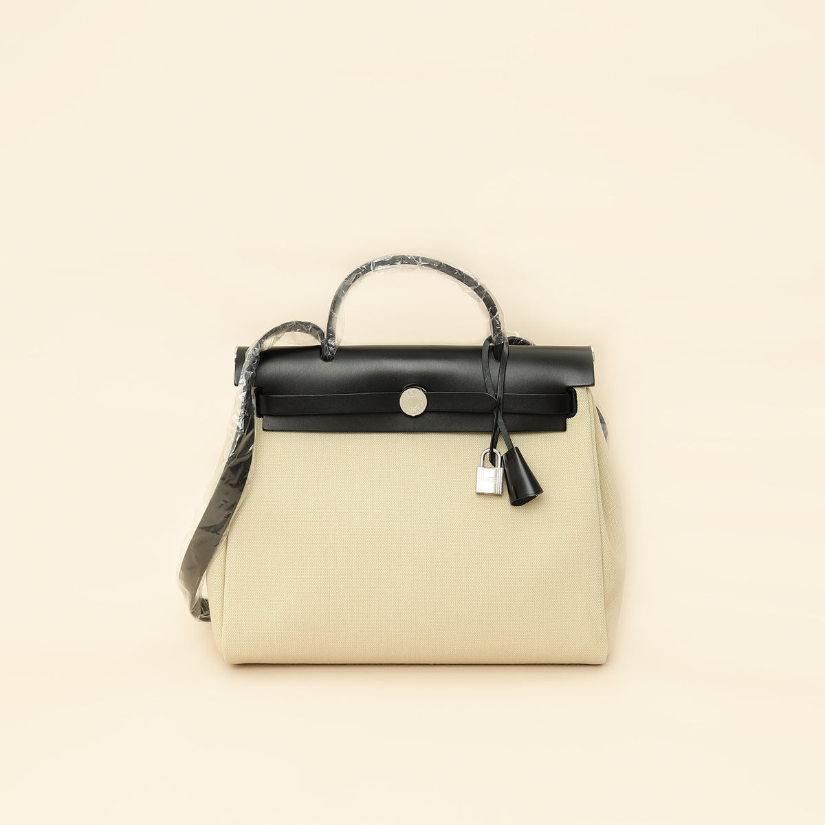 Hermes Bicolor Herbag Zip 31 PM Retourne Toile Militaire Vache Hunter Bag