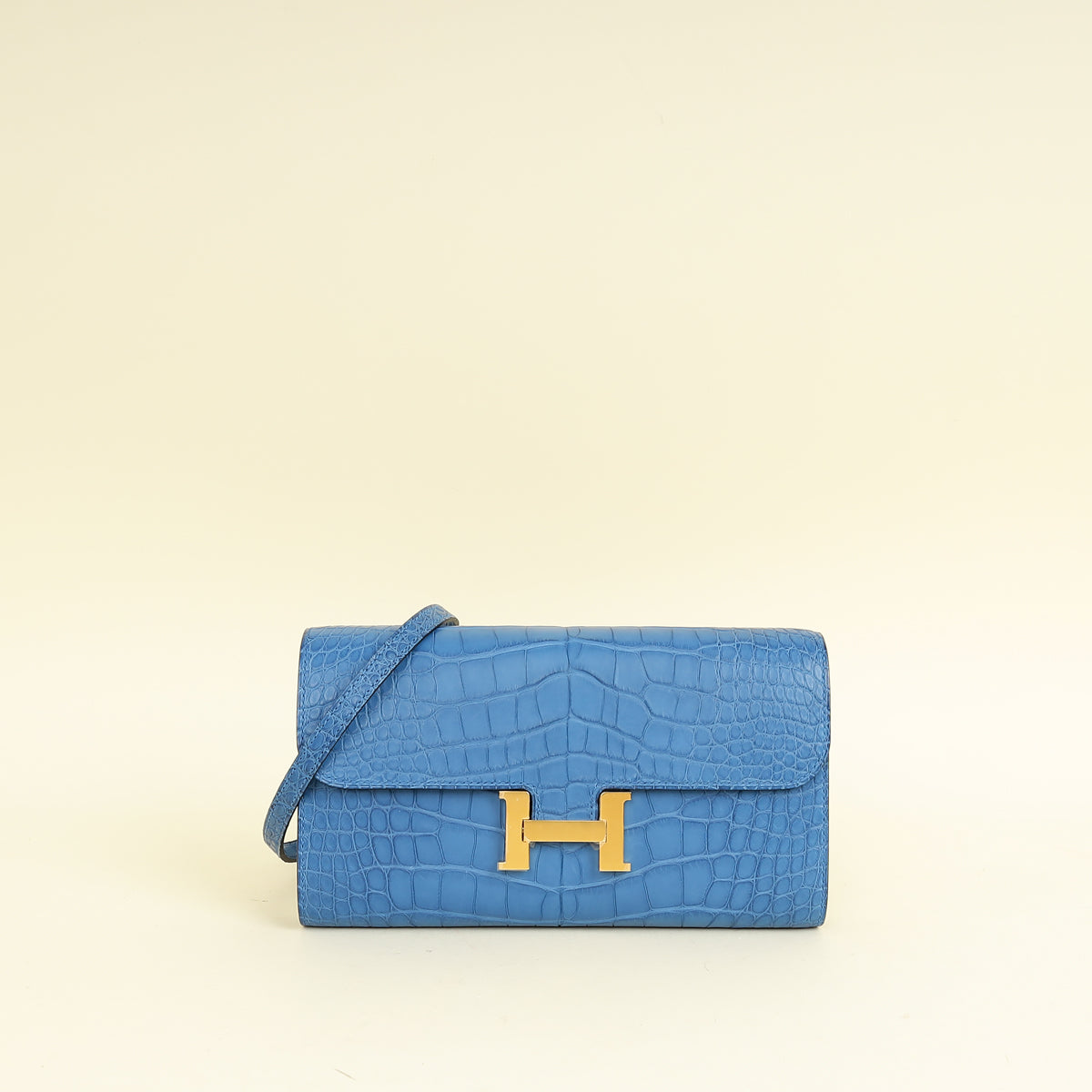 Hermes Bleu Zellige Matte Alligator Constance To Go Wallet