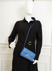 Hermes Bleu Zellige Matte Alligator Constance To Go Wallet