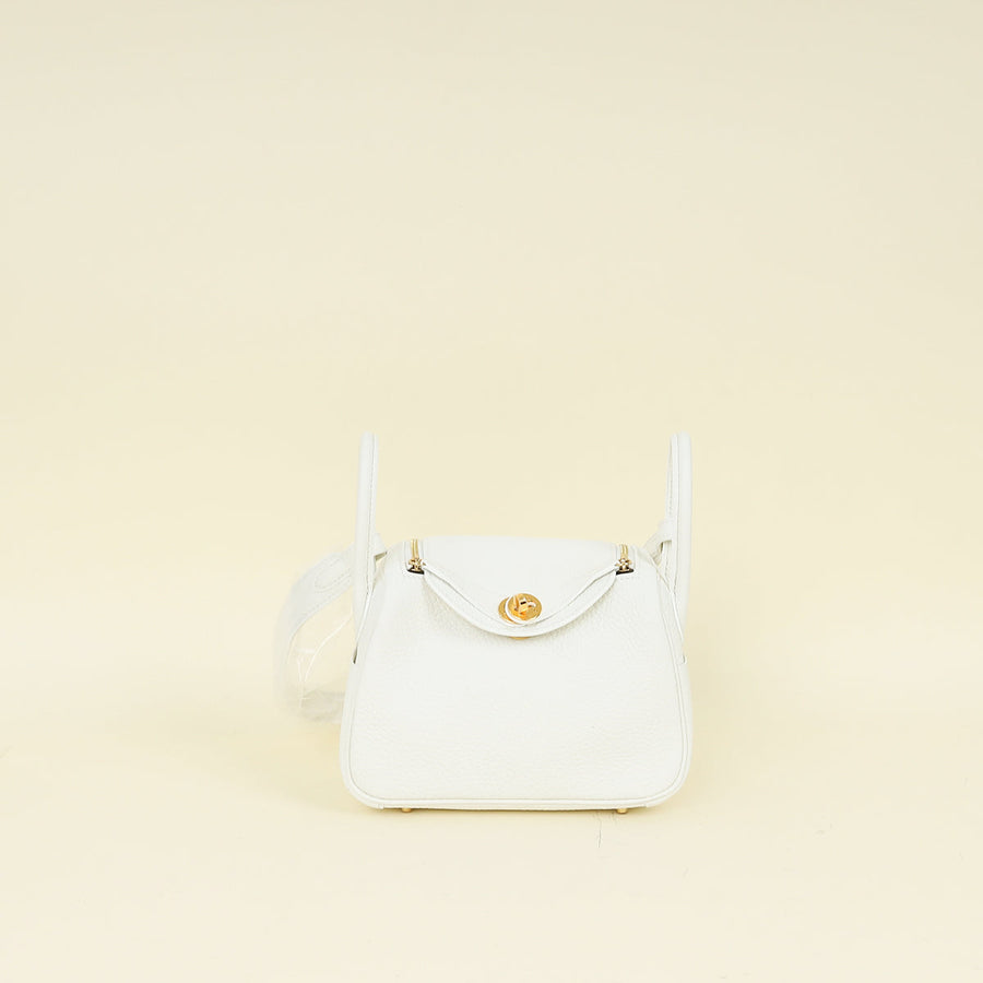 Hermes New White Mini Lindy Bag