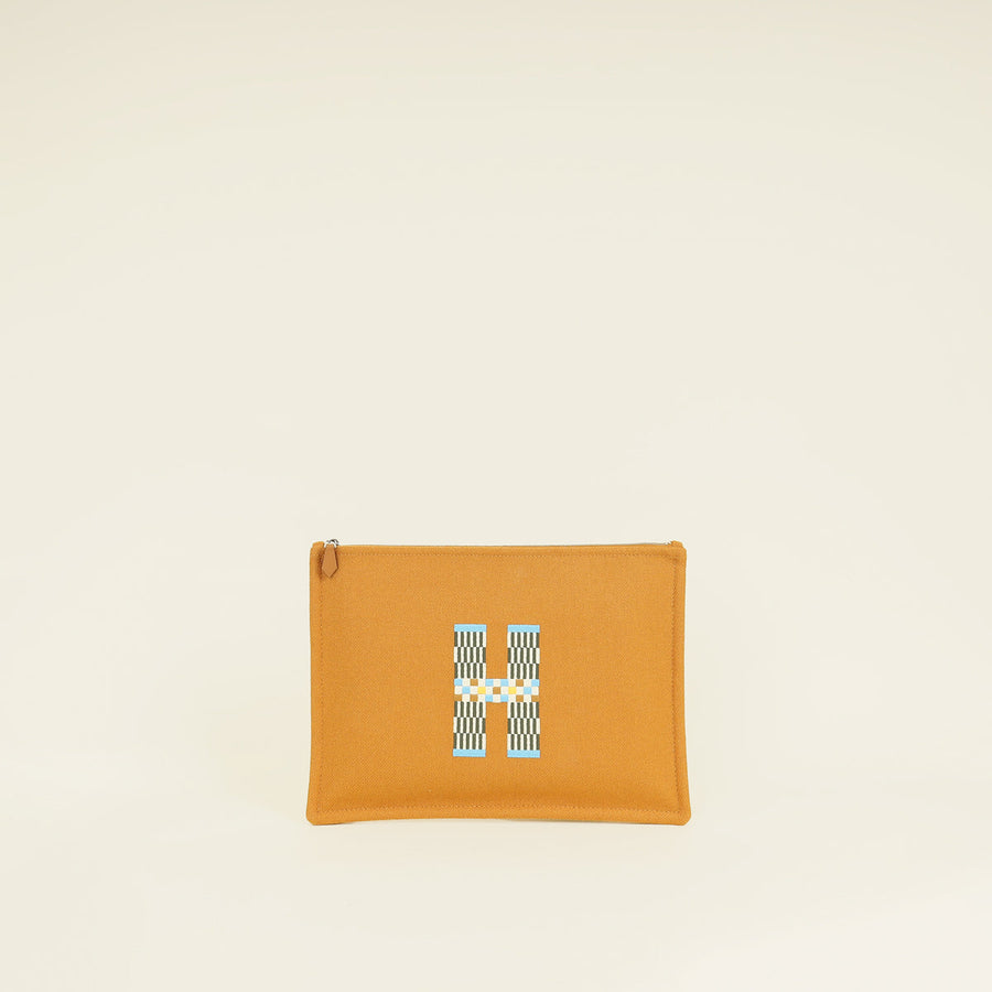 Hermes Cognac Flat H Natte Case Large Model