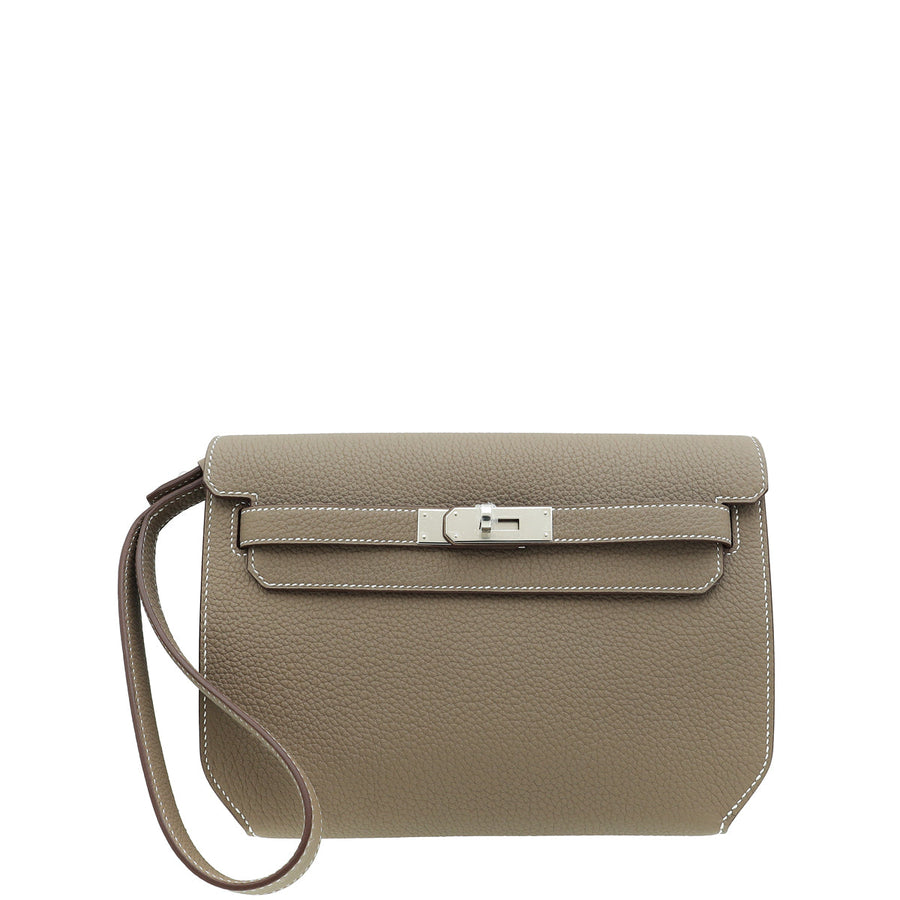 Hermes Etoupe Kelly Depeches 25 Pouch