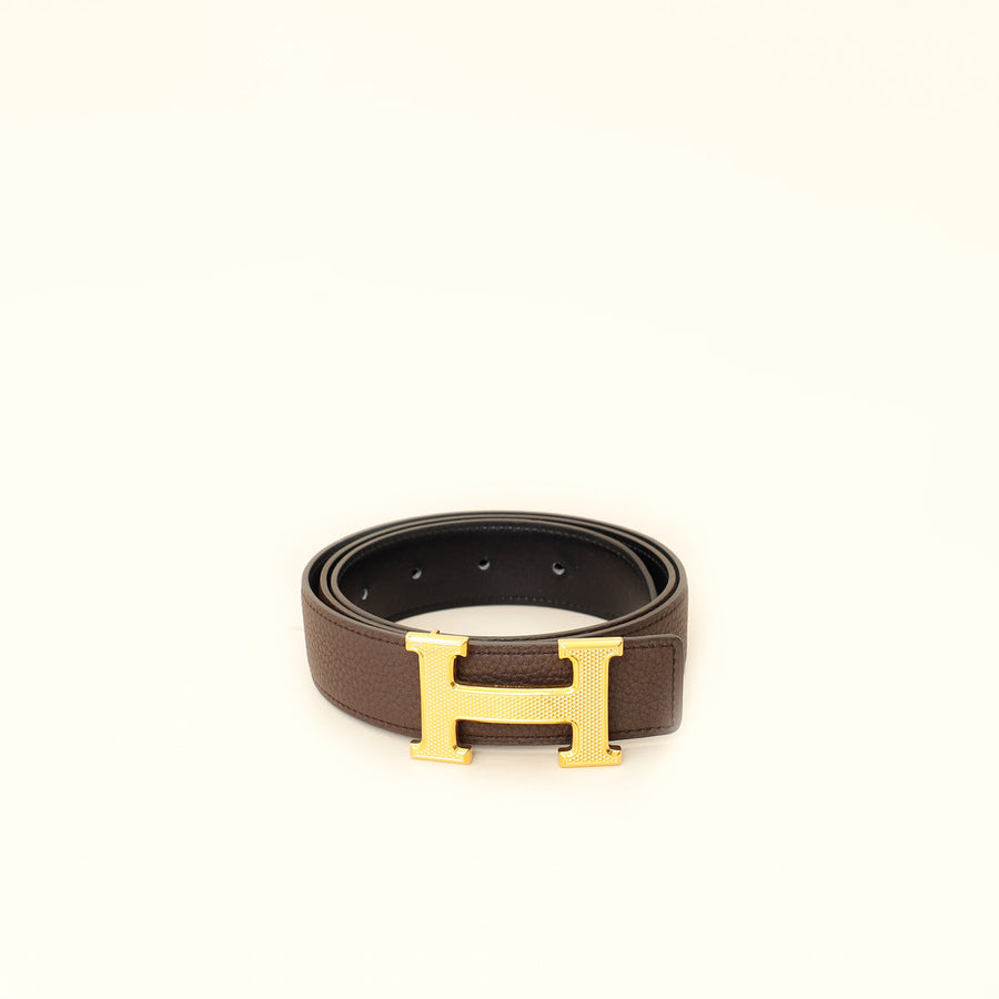 Hermes Bicolor Reversible H Guillochee Buckle 32mm Belt