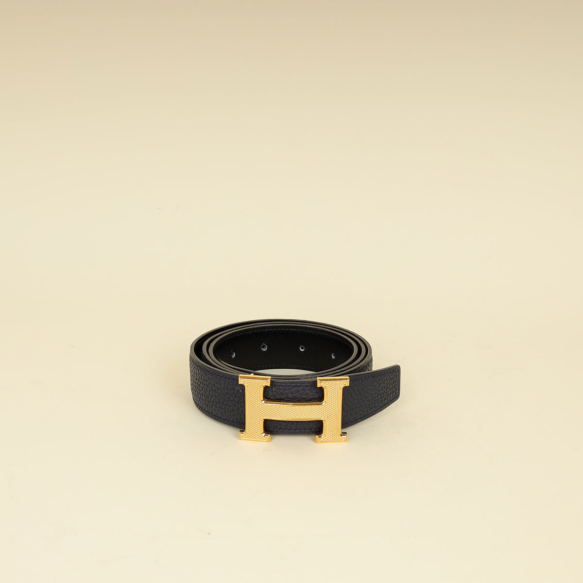 Hermes Bleu Nuit H Guillochee Belt Buckle & Reversible 32mm Belt