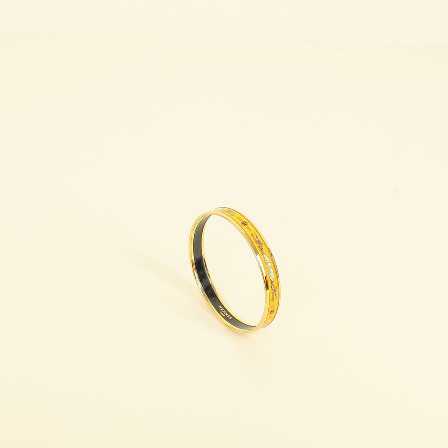 Hermes Yellow Narrow Cloisonne Enamel Bangle