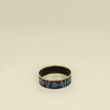 Hermes Indigo Multicolor Les Cles Printed Enamel Bangle