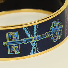 Hermes Indigo Multicolor Les Cles Printed Enamel Bangle