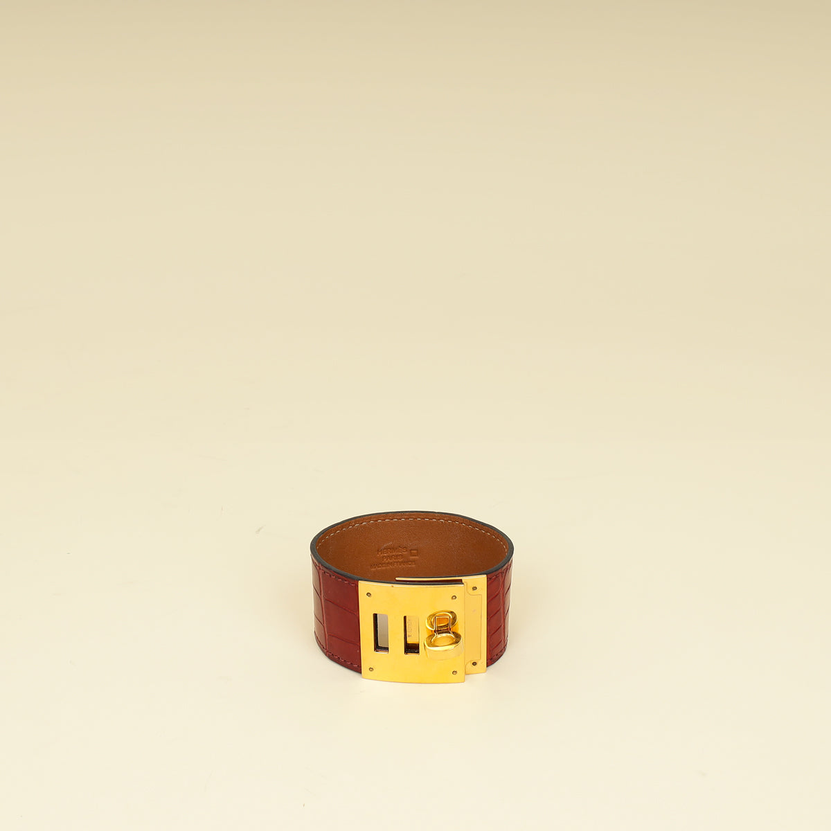 Hermes Rouge H Kelly Dog Alligator Bracelet