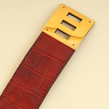 Hermes Rouge H Kelly Dog Alligator Bracelet