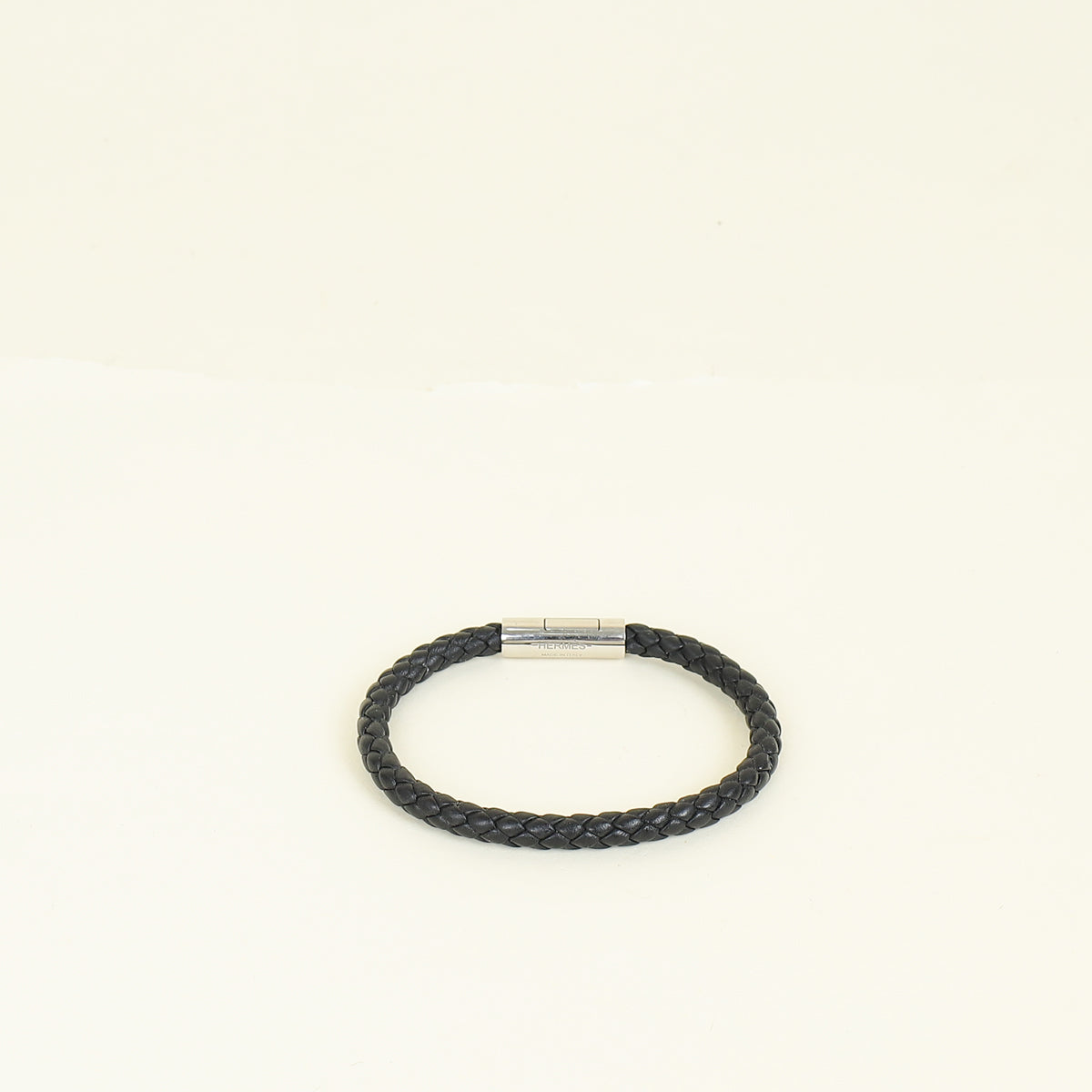 Hermes Noir Braided Leather Bracelet