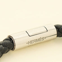 Hermes Noir Braided Leather Bracelet