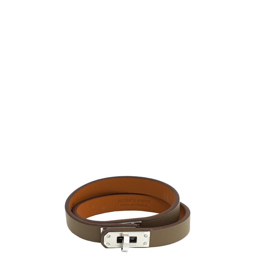 Hermes Etoupe Mini Kelly Double Tour Bracelet
