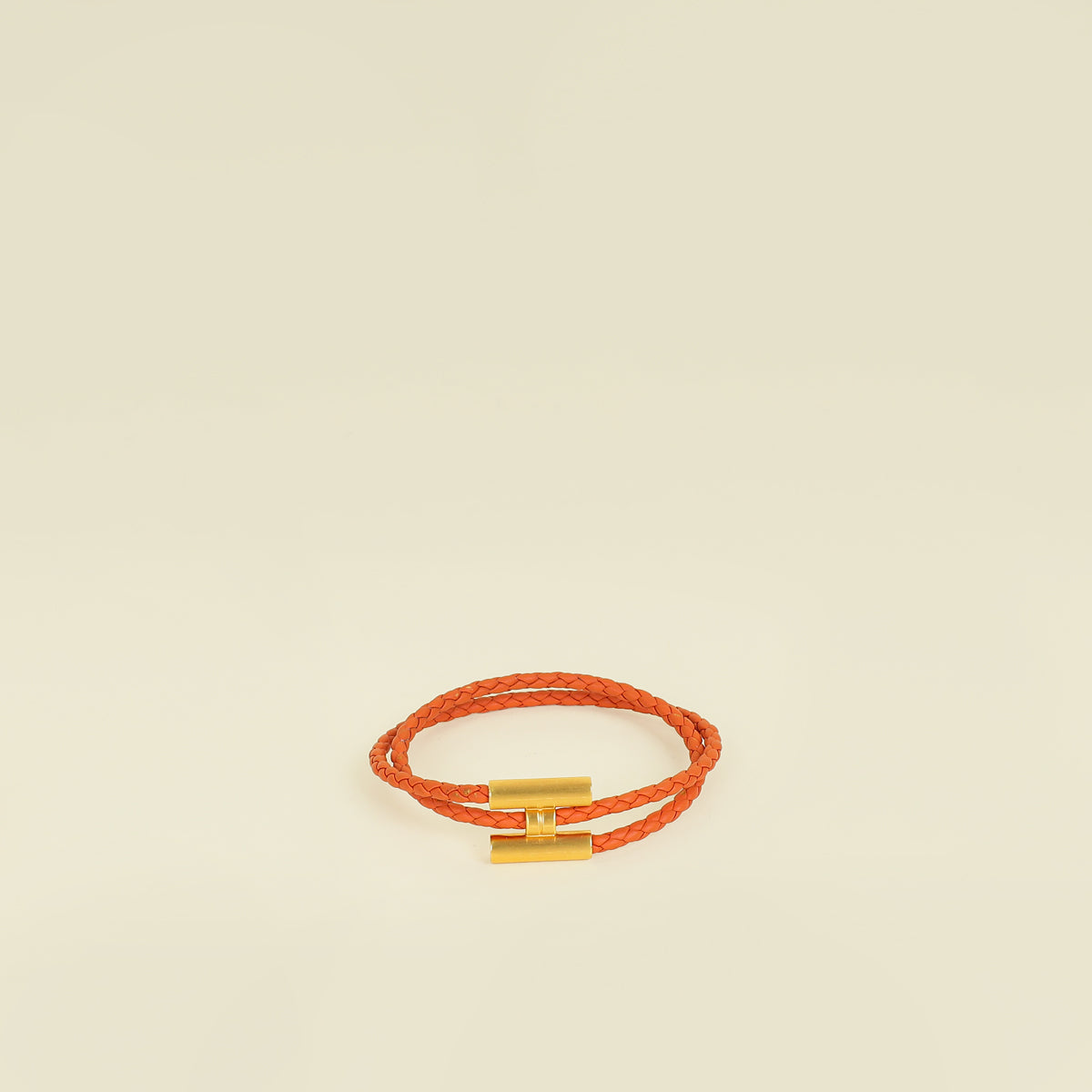 Hermes Orange Tournis Tresse Bracelet