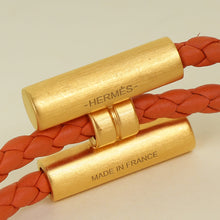 Hermes Orange Tournis Tresse Bracelet