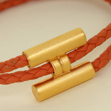 Hermes Orange Tournis Tresse Bracelet