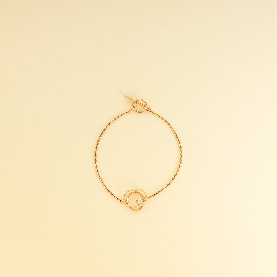 Hermes 18K Pink Gold Diamond Vertige Coeur Bracelet