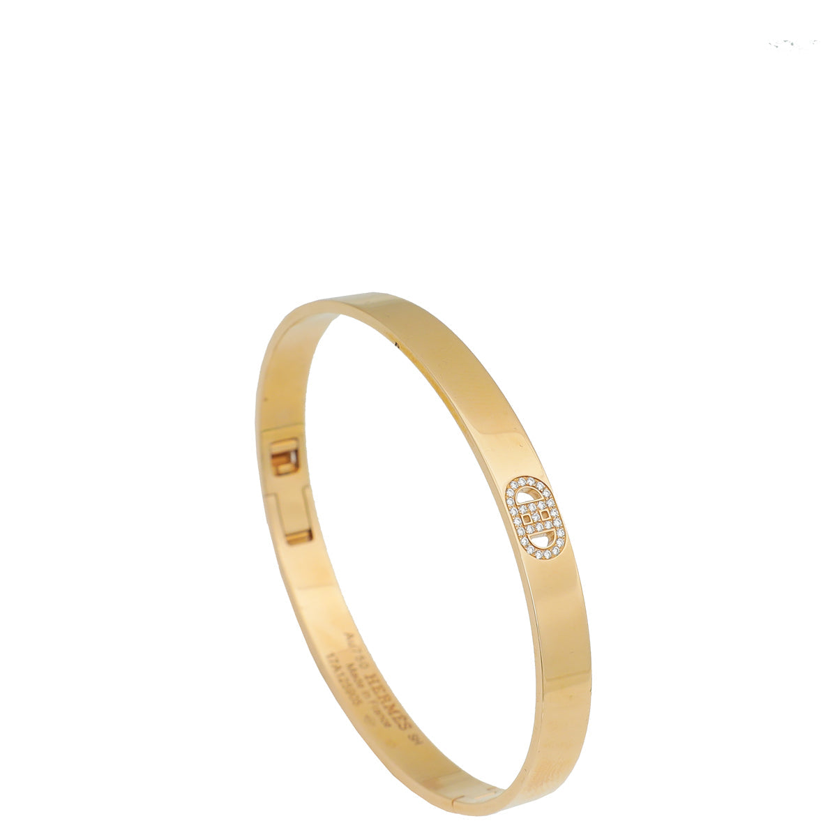Hermes 18K Yellow Gold Diamond H D'Ancre Bracelet