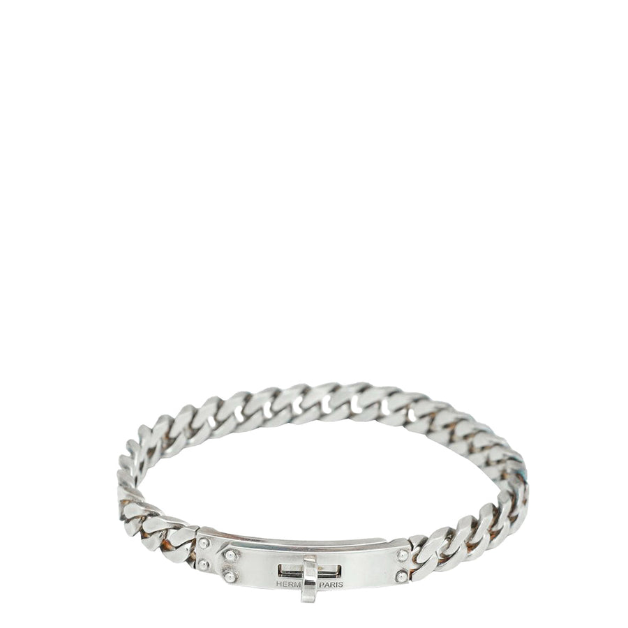 Hermes Silver Kelly Gourmette Very Small Model Bracelet