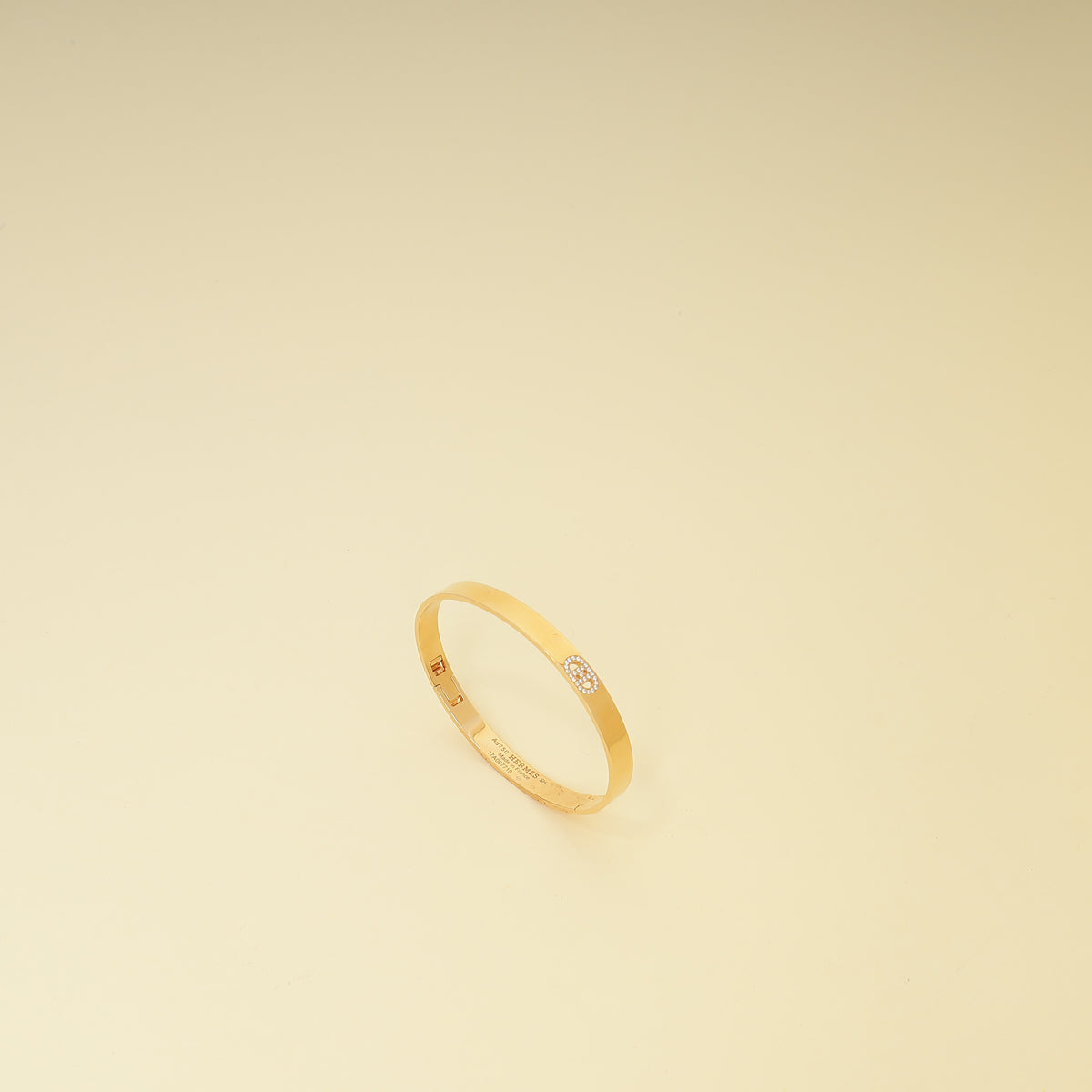 Hermes 18K Yellow Gold H d'Ancre Diamonds Small Model Bracelet
