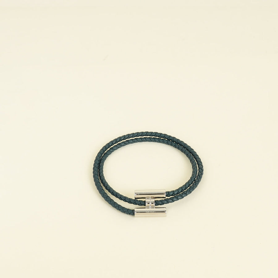 Hermes Vert Tournis Tresse Bracelet