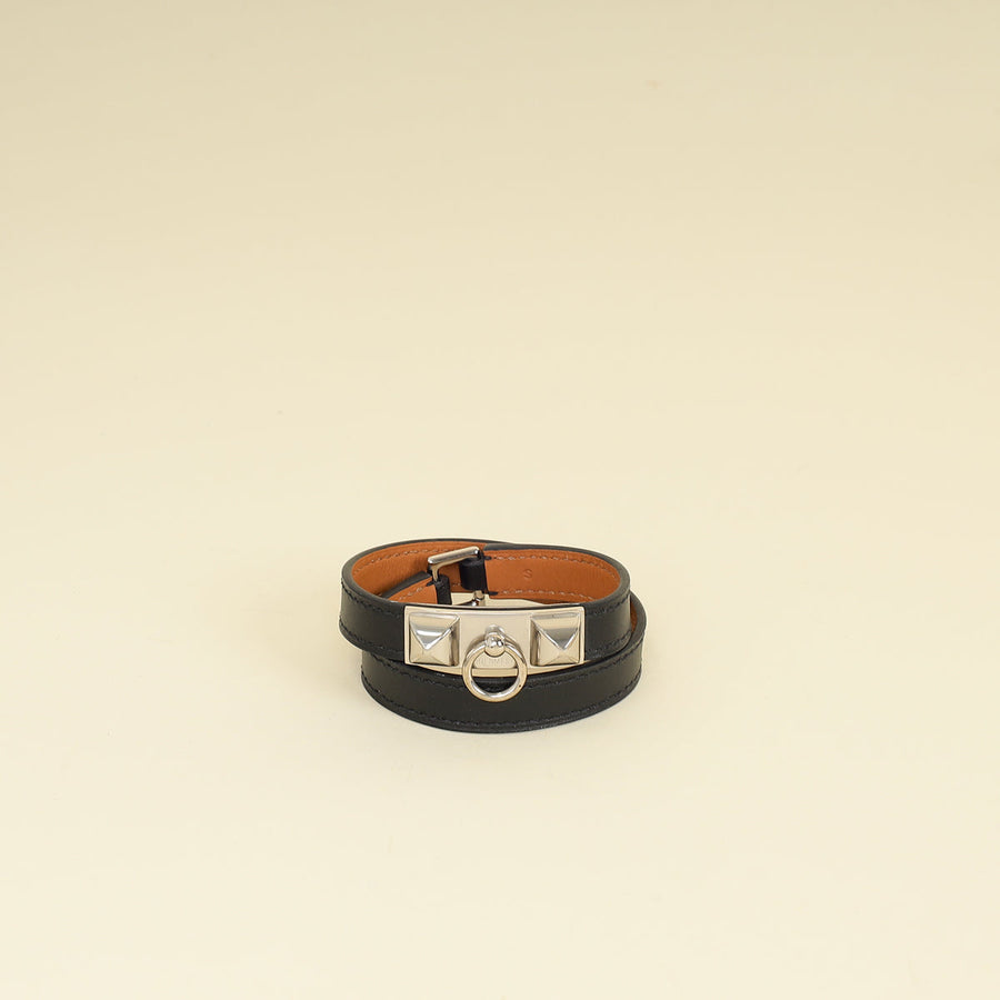 Hermes Noir Rivale Double Tour Bracelet