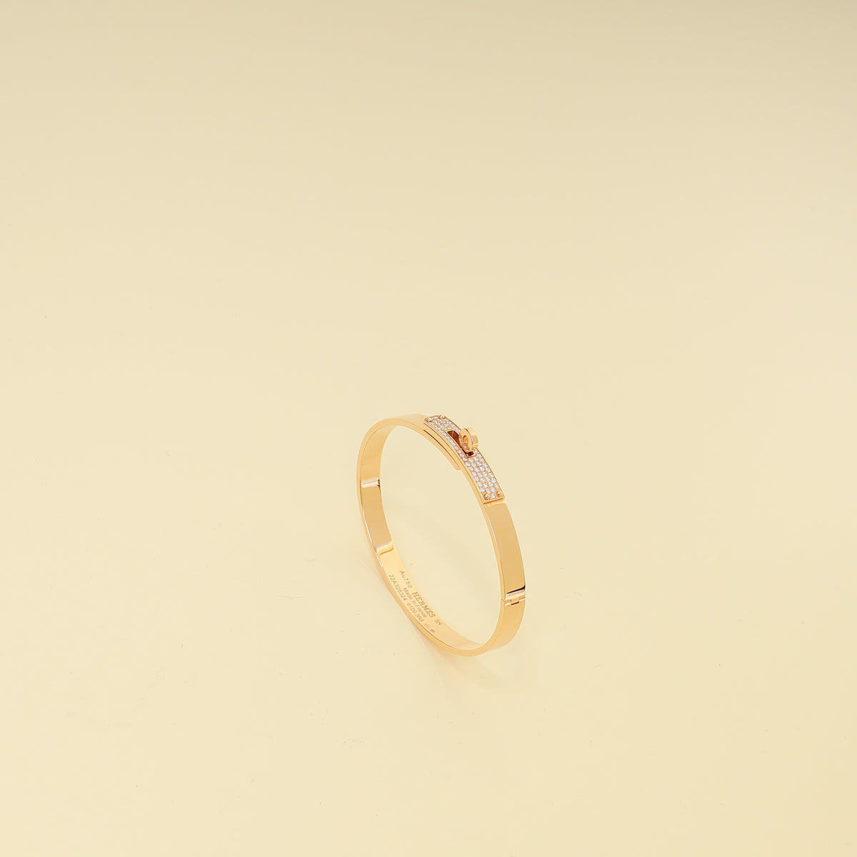 Hermes 18K Rose Gold 61 Diamond Kelly Bracelet