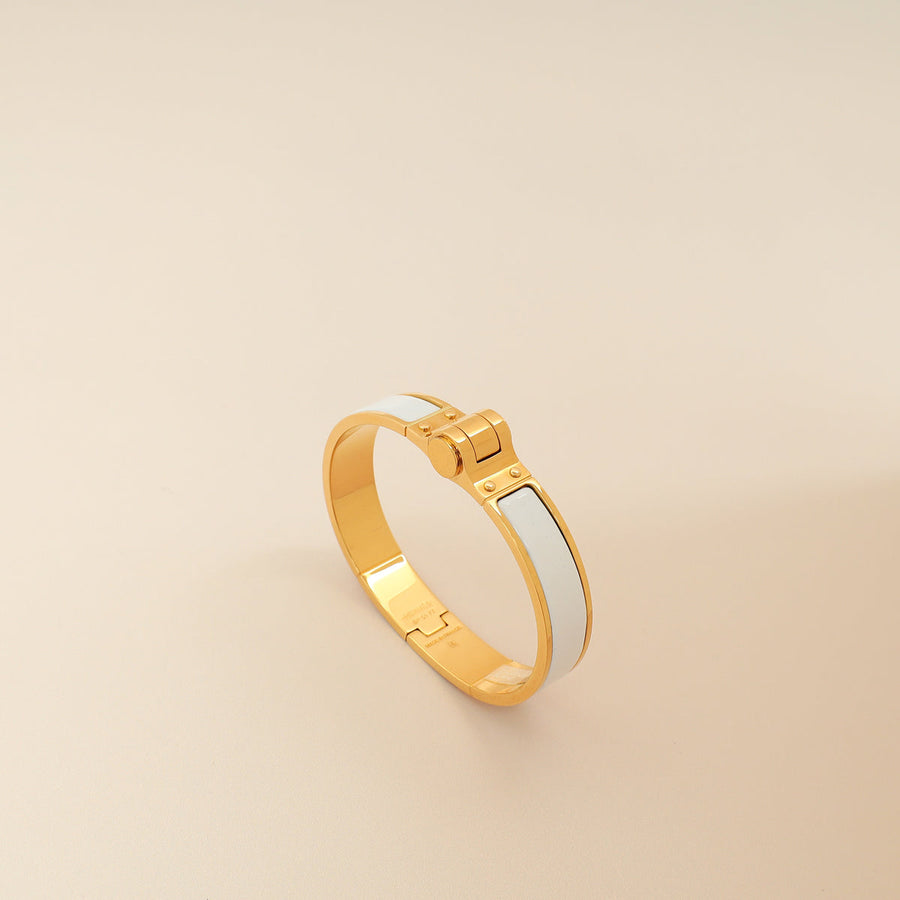 Hermes Blanc Enamel Hinged Bracelet