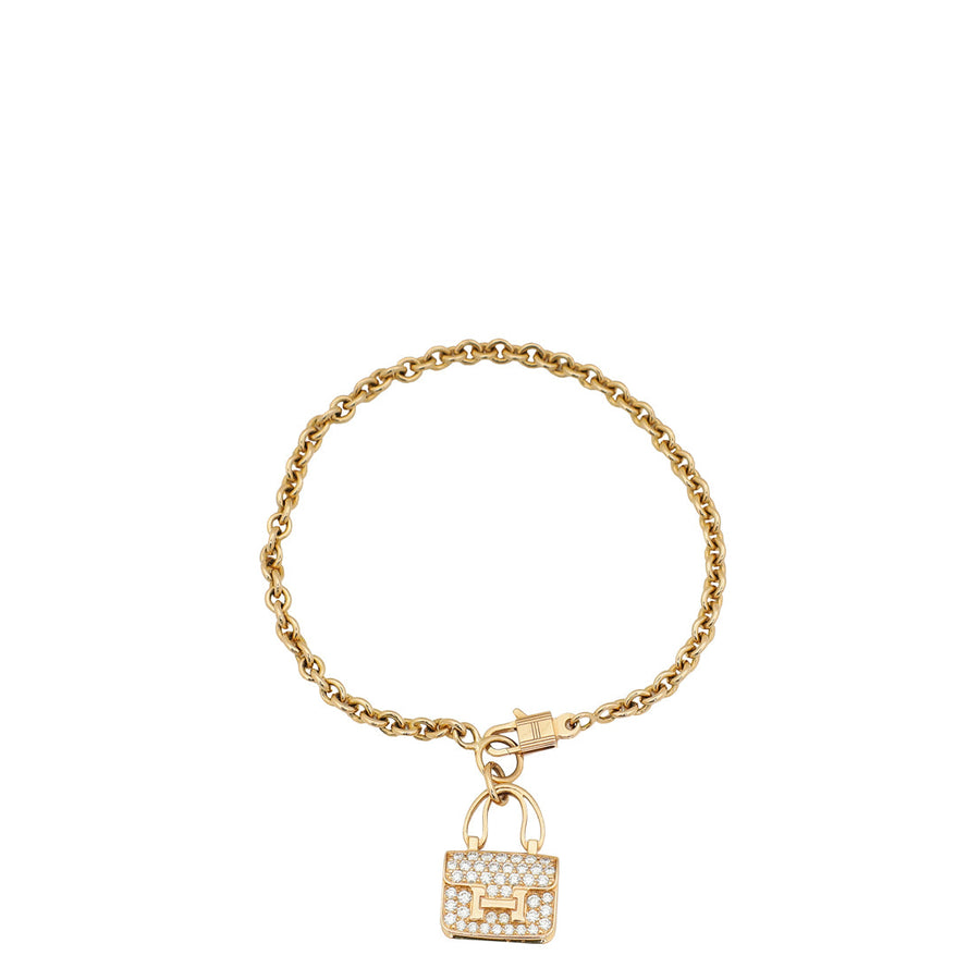 Hermes 18K Rose Gold Diamond Amulettes Constance Pendant Bracelet