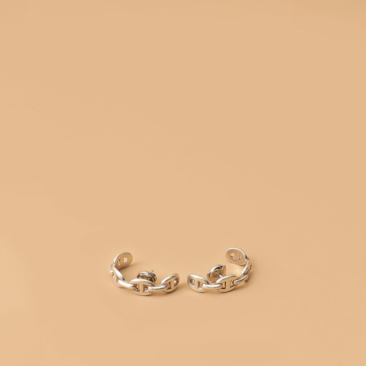 Hermes Sterling Silver Chaine d'ancre Enchainee Ear Climber Earring