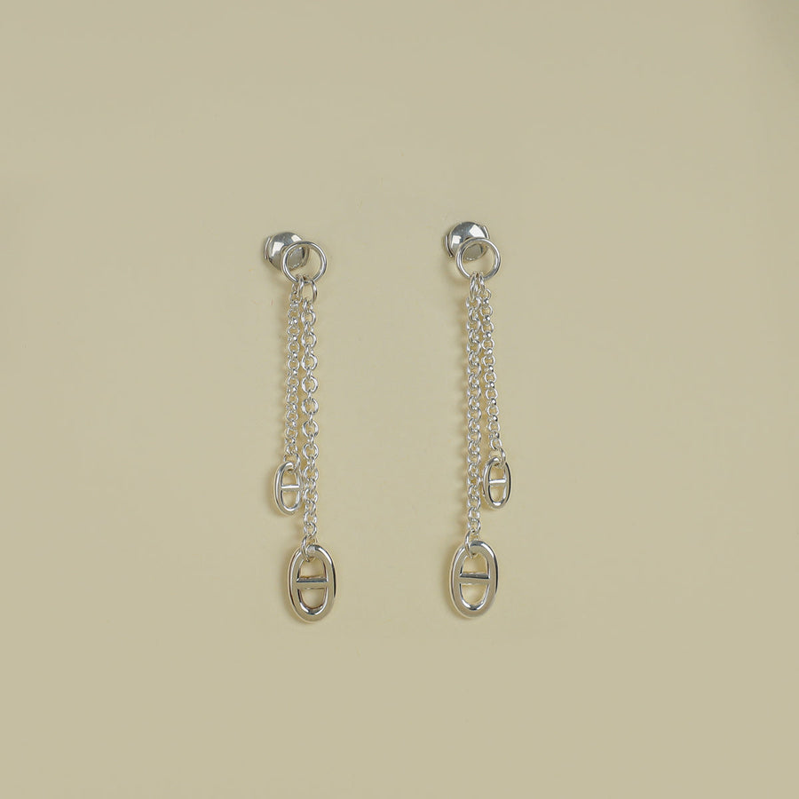 Hermes Sterling Silver Farandole Earrings, Small Model
