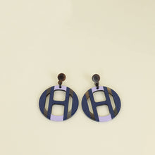 Hermes Blue Multicolor H Equipe Earrings