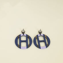 Hermes Blue Multicolor H Equipe Earrings