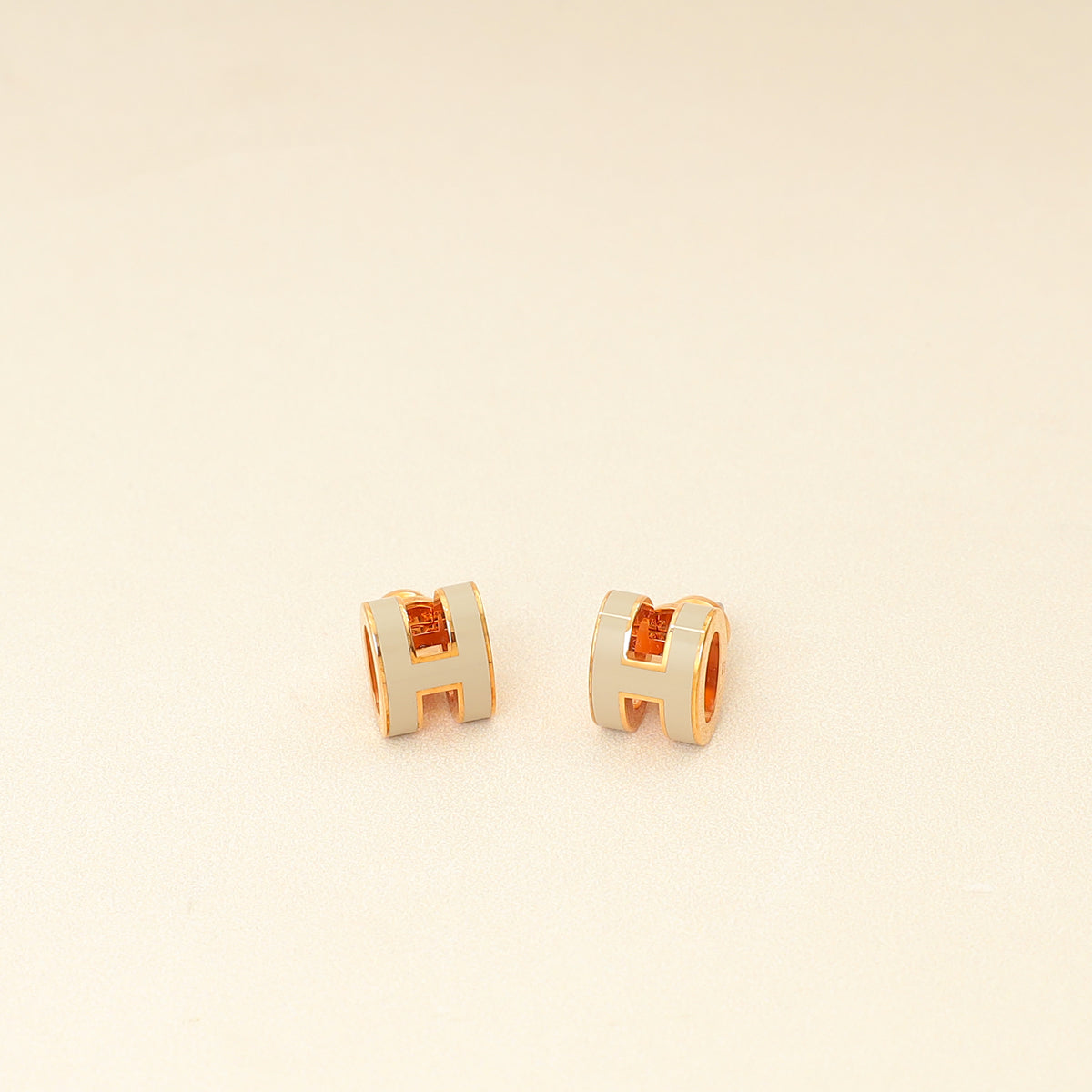 Hermes Light Gray Mini Pop H Earrings