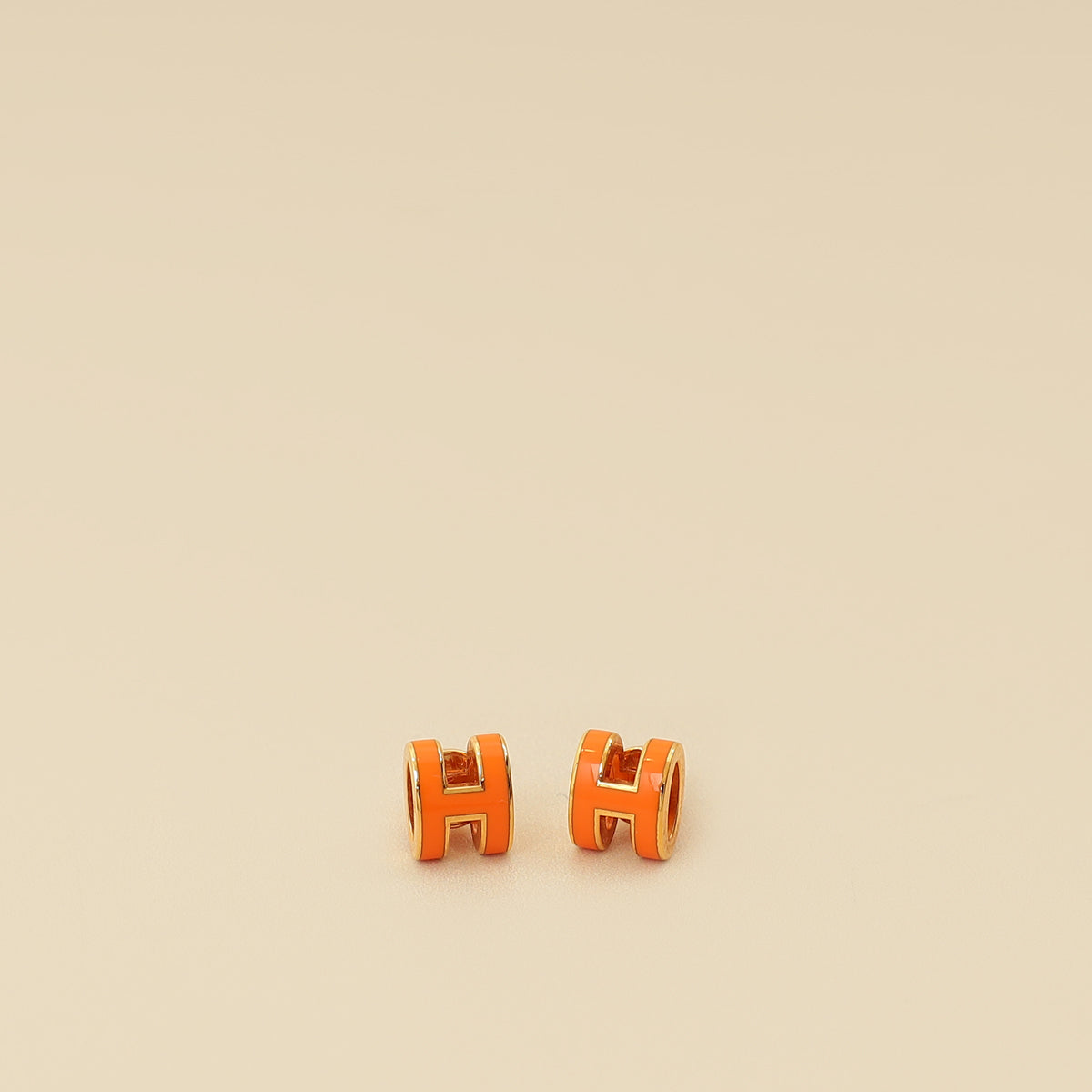 Hermes Orange Mini Pop H Earrings