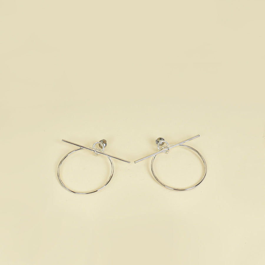 Hermes Sterling Silver Loop Earrings, Medium Model
