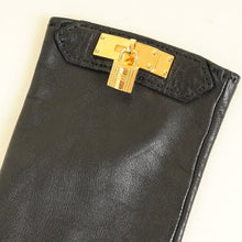 Hermes Noir Soya Gloves WITH Kelly Glove Clip