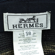 Hermes Navy Multicolor Braided Hemp Claudio Hat