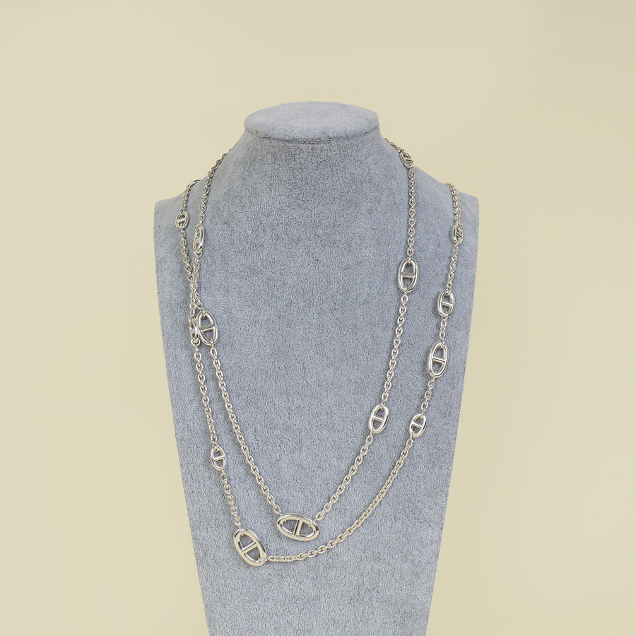 Hermes Sterling Silver Farandole Long Necklace 160