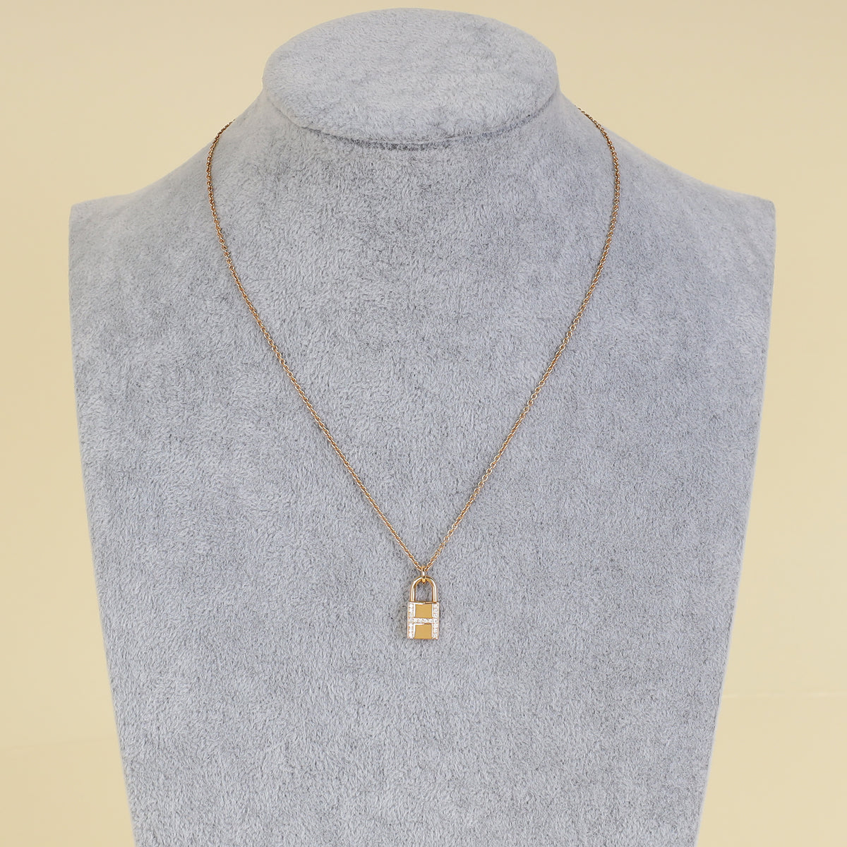 Hermes 18K Rose Gold Kelly Cadenas Diamond Pendant Necklace