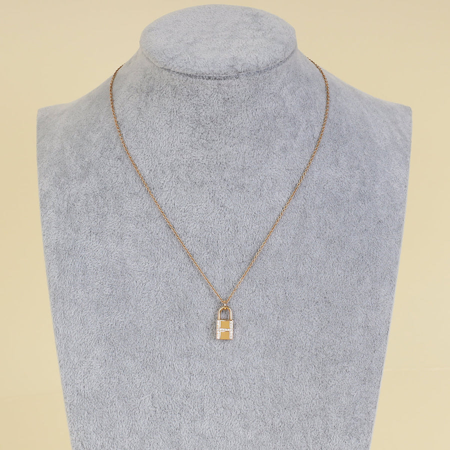 Hermes 18K Rose Gold Kelly Cadenas Diamond Pendant Necklace