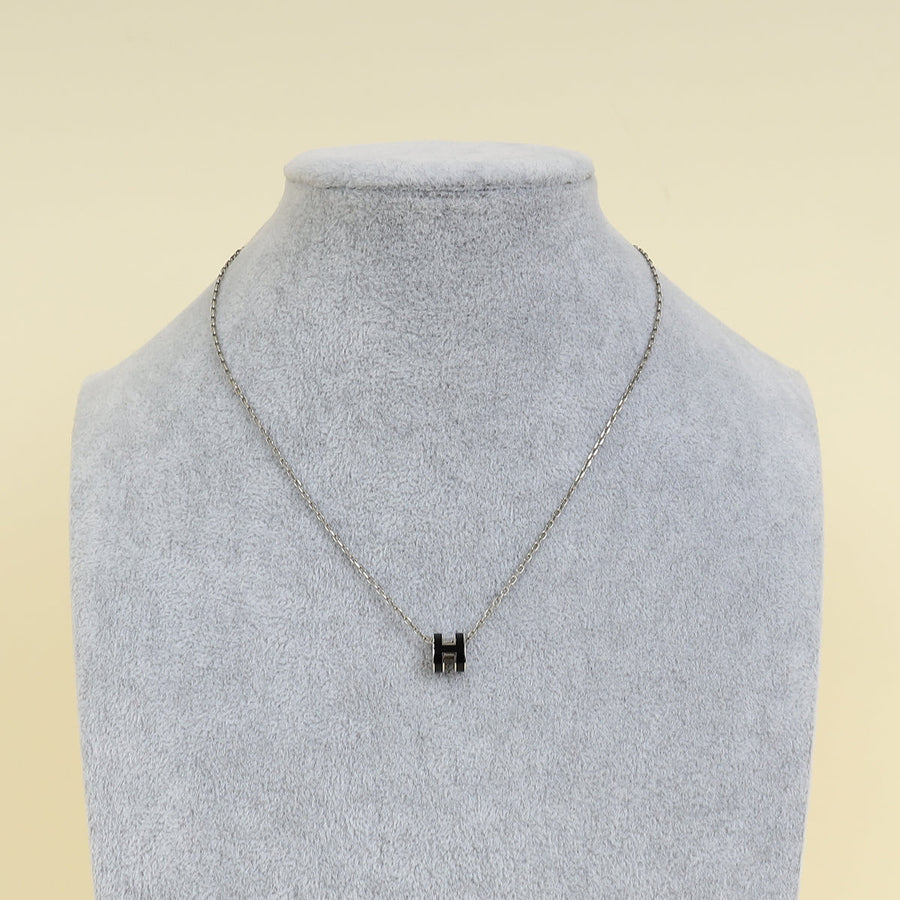 Hermes Black Mini Pop H Pendant Necklace